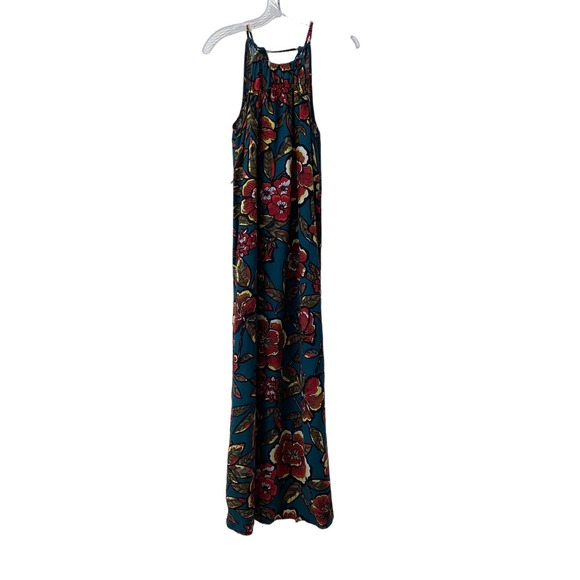 LOFT Petites Ann Taylor Paradise Halter Maxi Dress Tropical Floral Size SP Boho - Picture 2 of 11